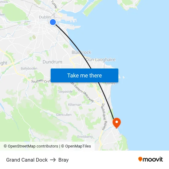 Grand Canal Dock to Bray map
