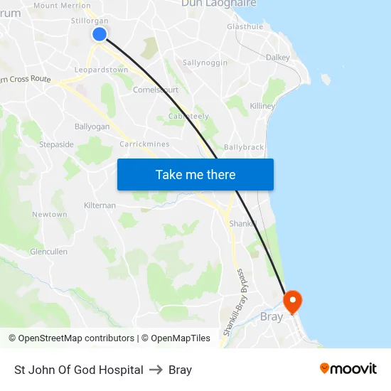 St John Of God Hospital to Bray map