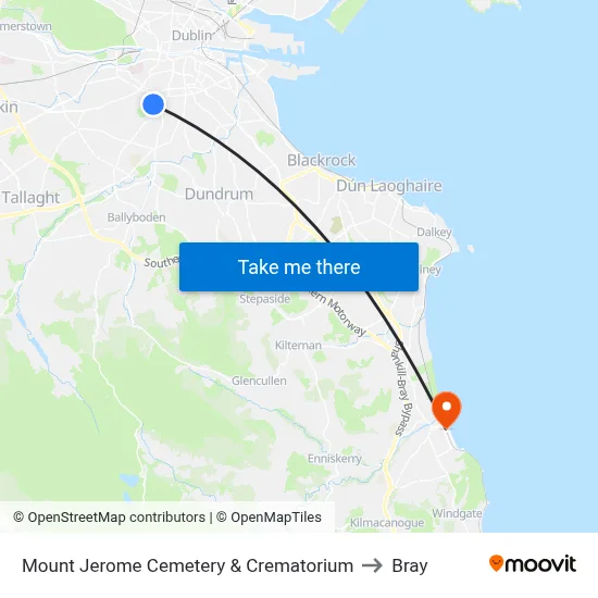 Mount Jerome Cemetery & Crematorium to Bray map