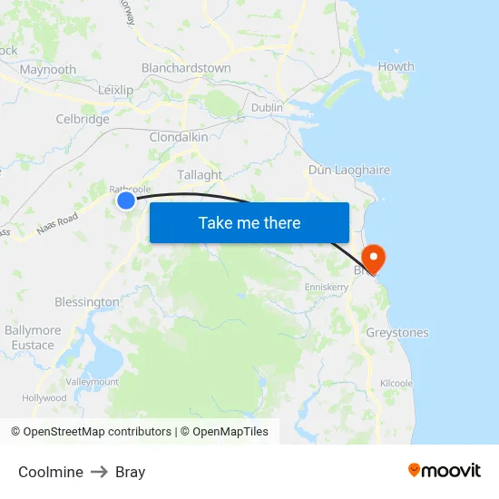 Coolmine to Bray map