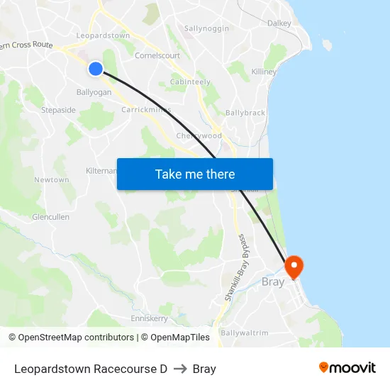 Leopardstown Racecourse D to Bray map