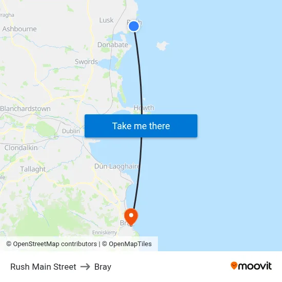 Rush Main Street to Bray map