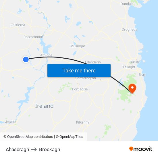 Ahascragh to Brockagh map