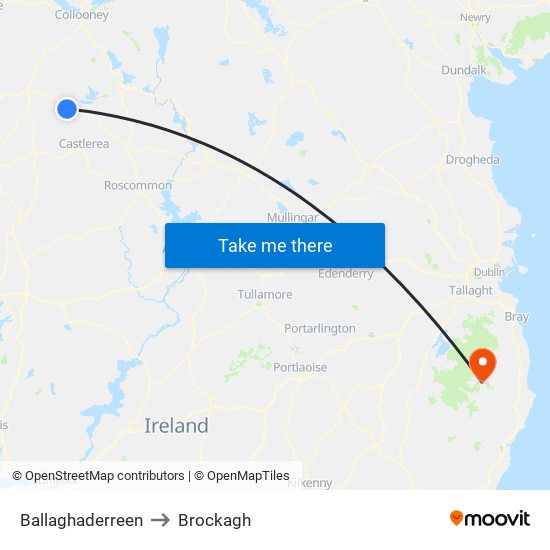 Ballaghaderreen to Brockagh map