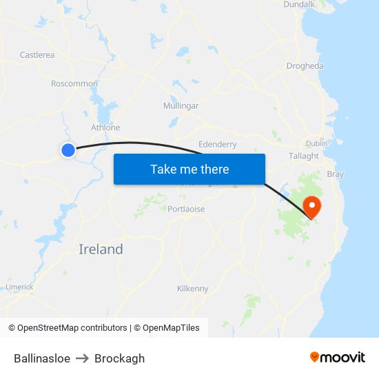Ballinasloe to Brockagh map
