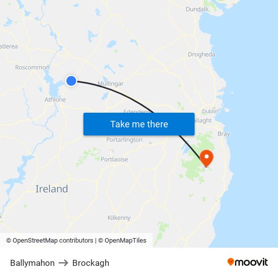 Ballymahon to Brockagh map