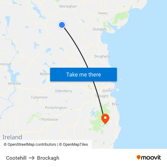 Cootehill to Brockagh map