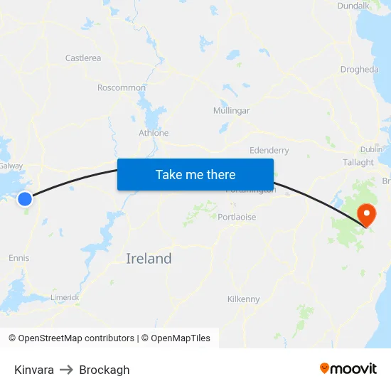 Kinvara to Brockagh map
