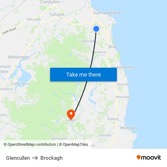 Glencullen to Brockagh map