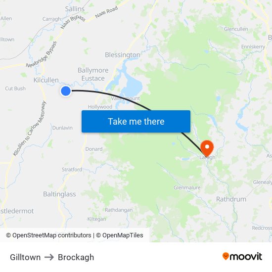 Gilltown to Brockagh map