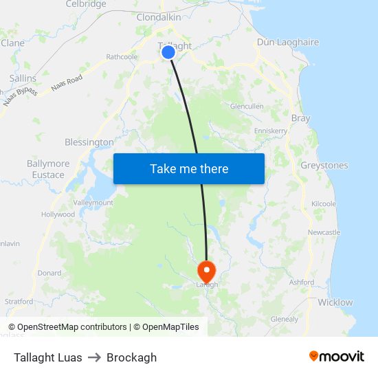 Tallaght Luas to Brockagh map