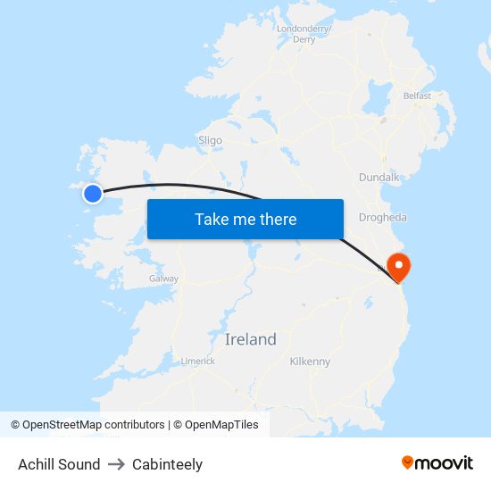 Achill Sound to Cabinteely map