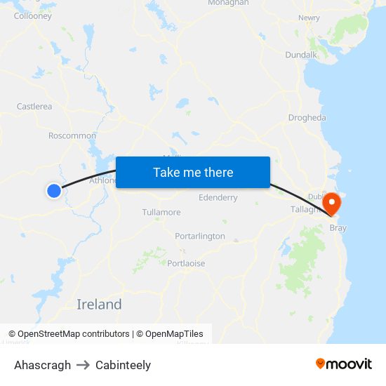 Ahascragh to Cabinteely map