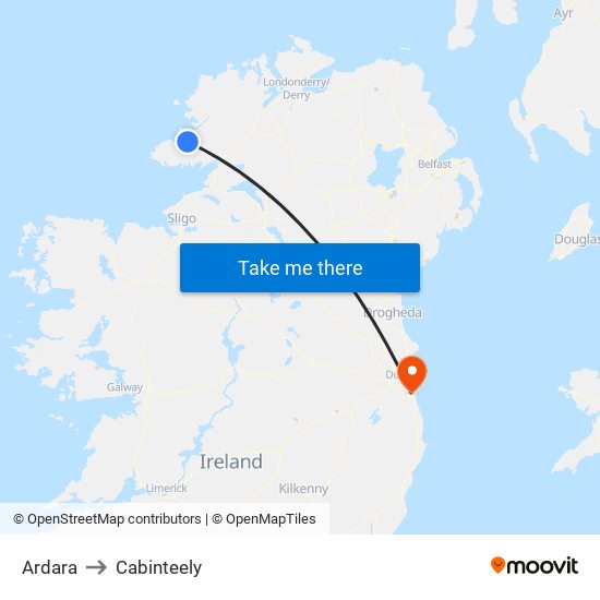 Ardara to Cabinteely map