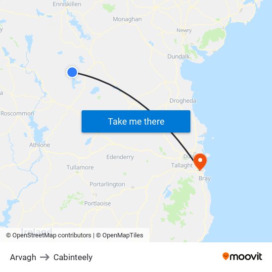 Arvagh to Cabinteely map