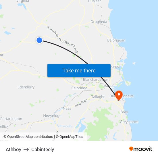 Athboy to Cabinteely map