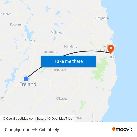 Cloughjordon to Cabinteely map