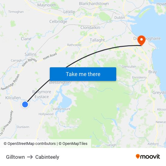 Gilltown to Cabinteely map