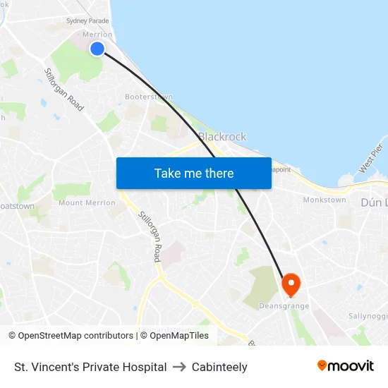 St. Vincent's Private Hospital to Cabinteely map