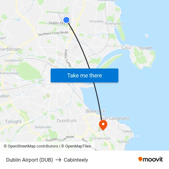 Dublin Airport (DUB) to Cabinteely map