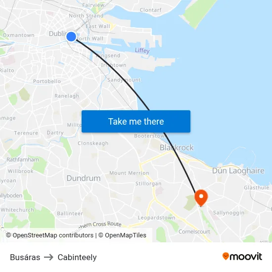 Busáras to Cabinteely map