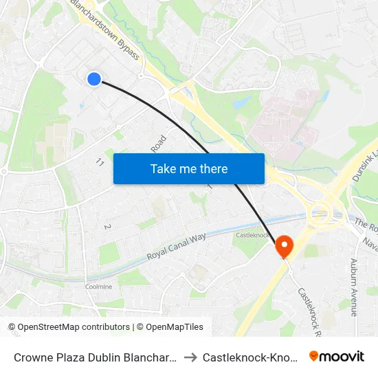 Crowne Plaza Dublin Blanchardstown by Ihg to Castleknock-Knockmaroon map