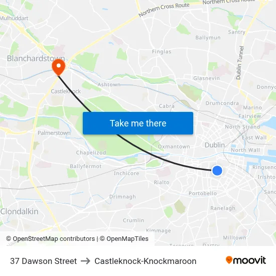 37 Dawson Street to Castleknock-Knockmaroon map