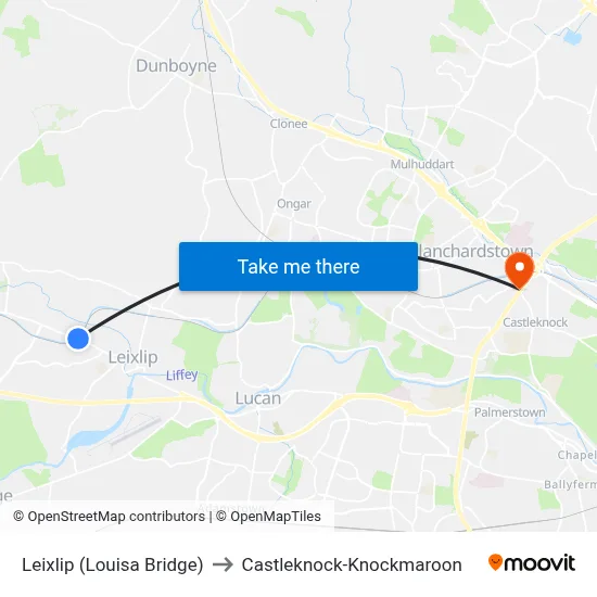 Leixlip (Louisa Bridge) to Castleknock-Knockmaroon map