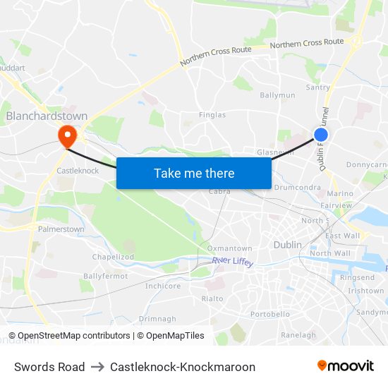 Swords Road to Castleknock-Knockmaroon map