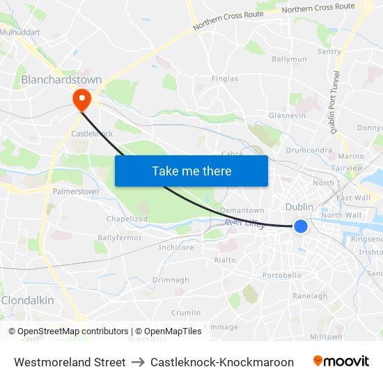 Westmoreland Street to Castleknock-Knockmaroon map
