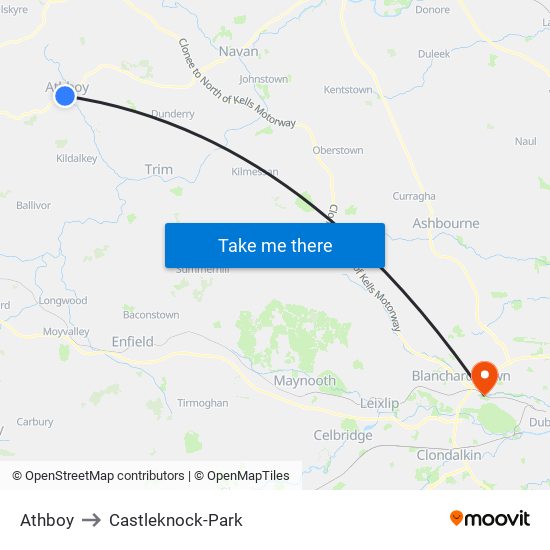 Athboy to Castleknock-Park map