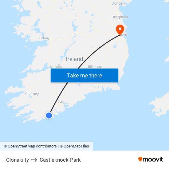 Clonakilty to Castleknock-Park map