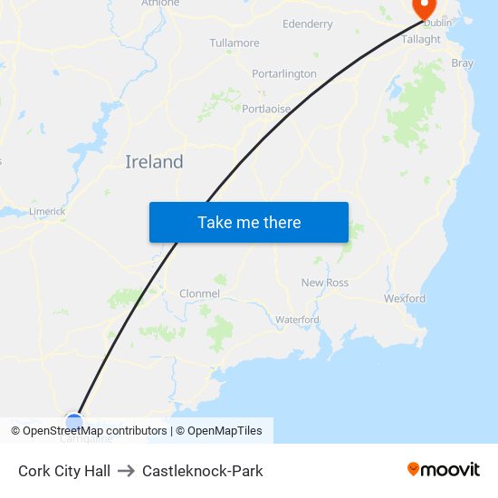 Cork City Hall to Castleknock-Park map