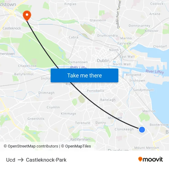 Ucd to Castleknock-Park map