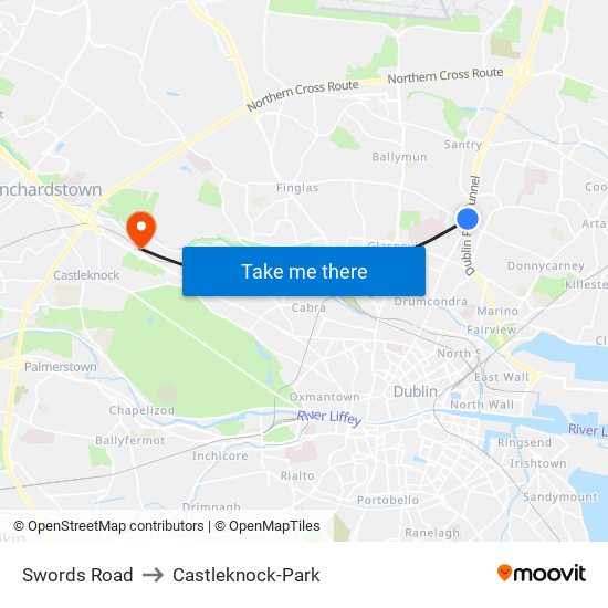 Swords Road to Castleknock-Park map