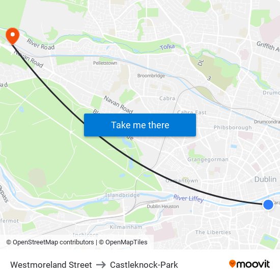 Westmoreland Street to Castleknock-Park map
