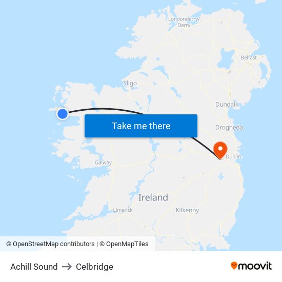 Achill Sound to Celbridge map