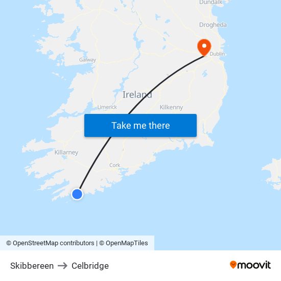 Skibbereen to Celbridge map