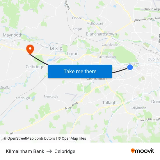 Kilmainham Bank to Celbridge map