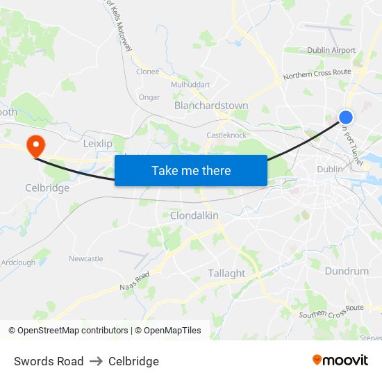 Swords Road to Celbridge map