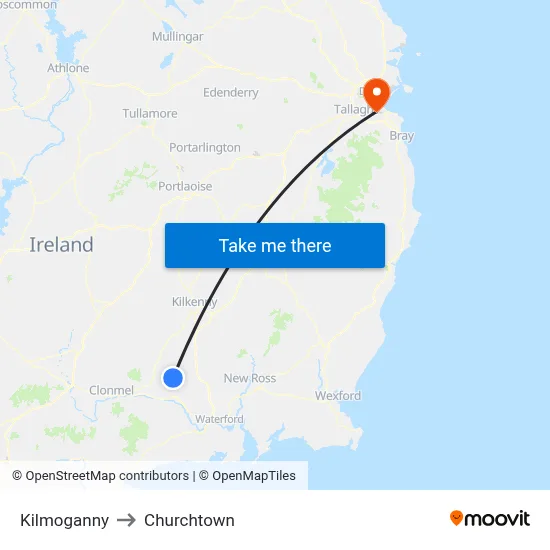 Kilmoganny to Churchtown map