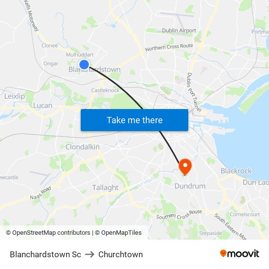 Blanchardstown Sc to Churchtown map