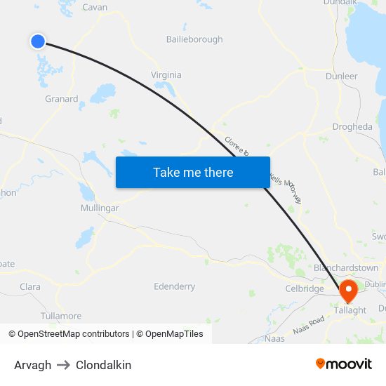 Arvagh to Clondalkin map