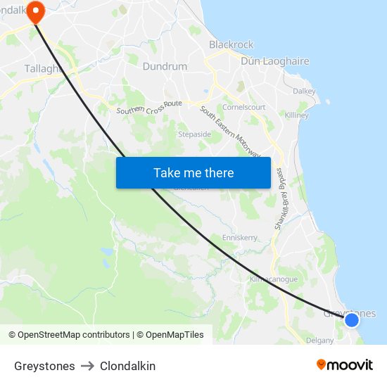 Greystones to Clondalkin map