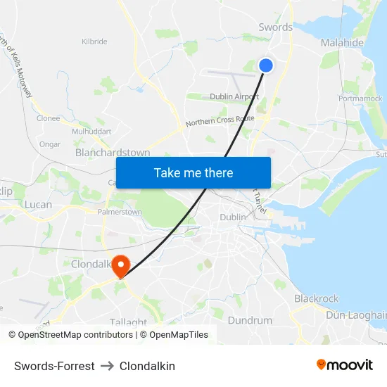 Swords-Forrest to Clondalkin map