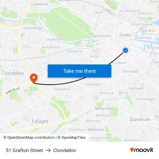 51 Grafton Street to Clondalkin map