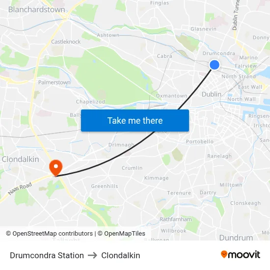 Drumcondra Station to Clondalkin map