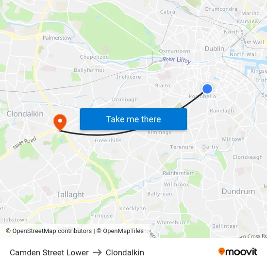 Camden Street Lower to Clondalkin map
