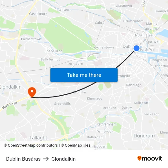 Dublin Busáras to Clondalkin map