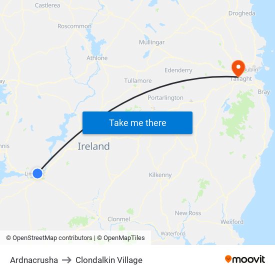 Ardnacrusha to Clondalkin Village map